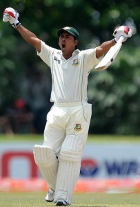 Roar of delight...Ashraful celebrates his first Test century since 2008.